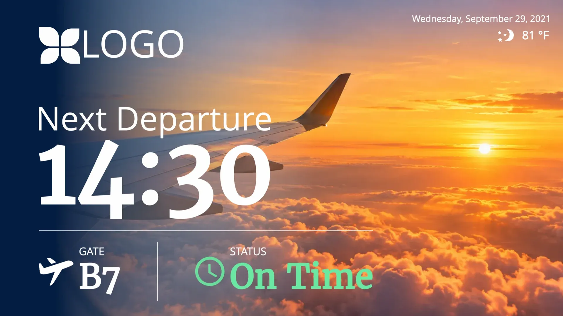 Flugzeug: Nächster Abflug: Digital-Signage-Vorlage für Reisen