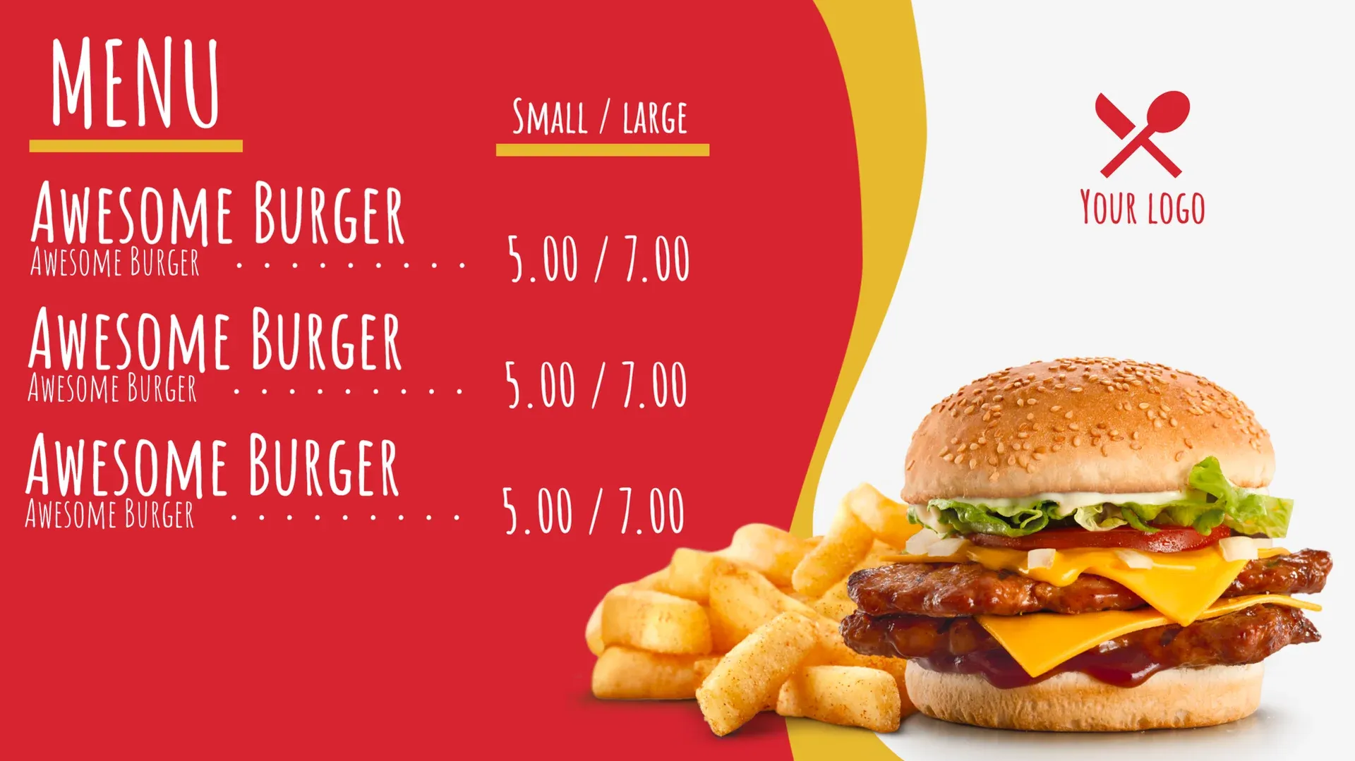 Sagenhafte Burger: Digital-Signage-Vorlage für Gastronomie