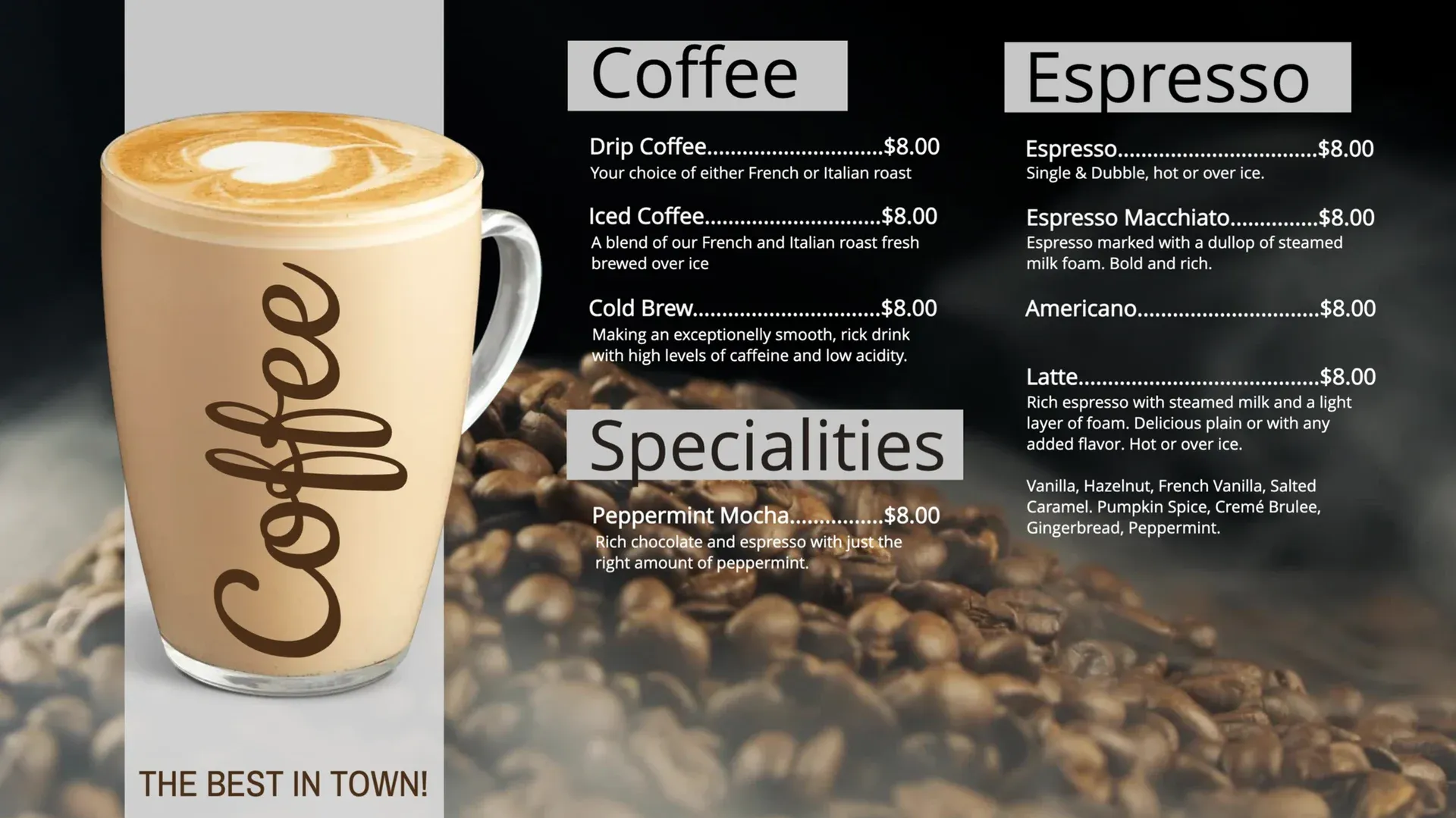 Café: Digital-Signage-Vorlage für Gastronomie