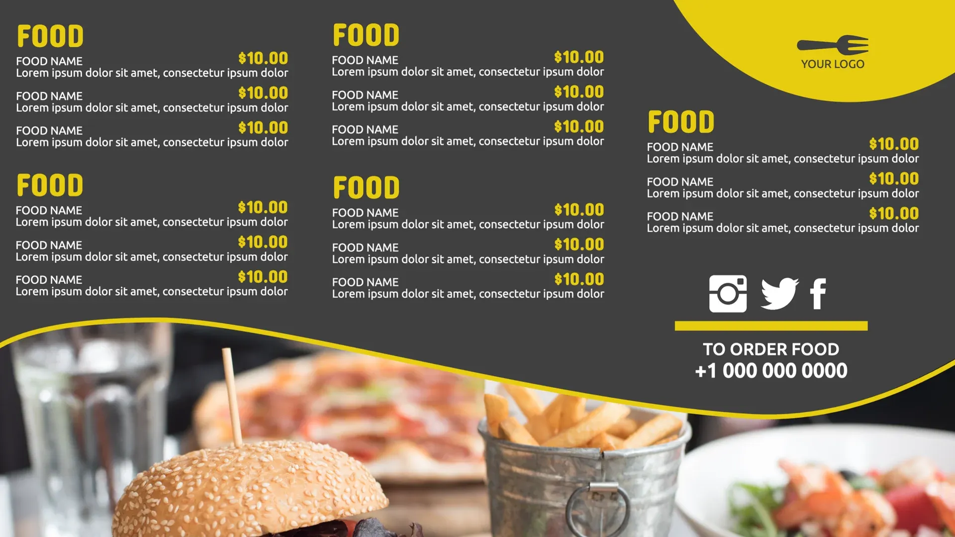 Food by Valentine: Digital-Signage-Vorlage für Gastronomie