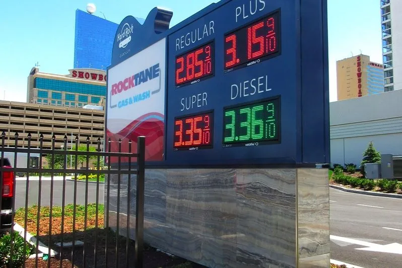 Digitale Preistafel an einer Tankstelle