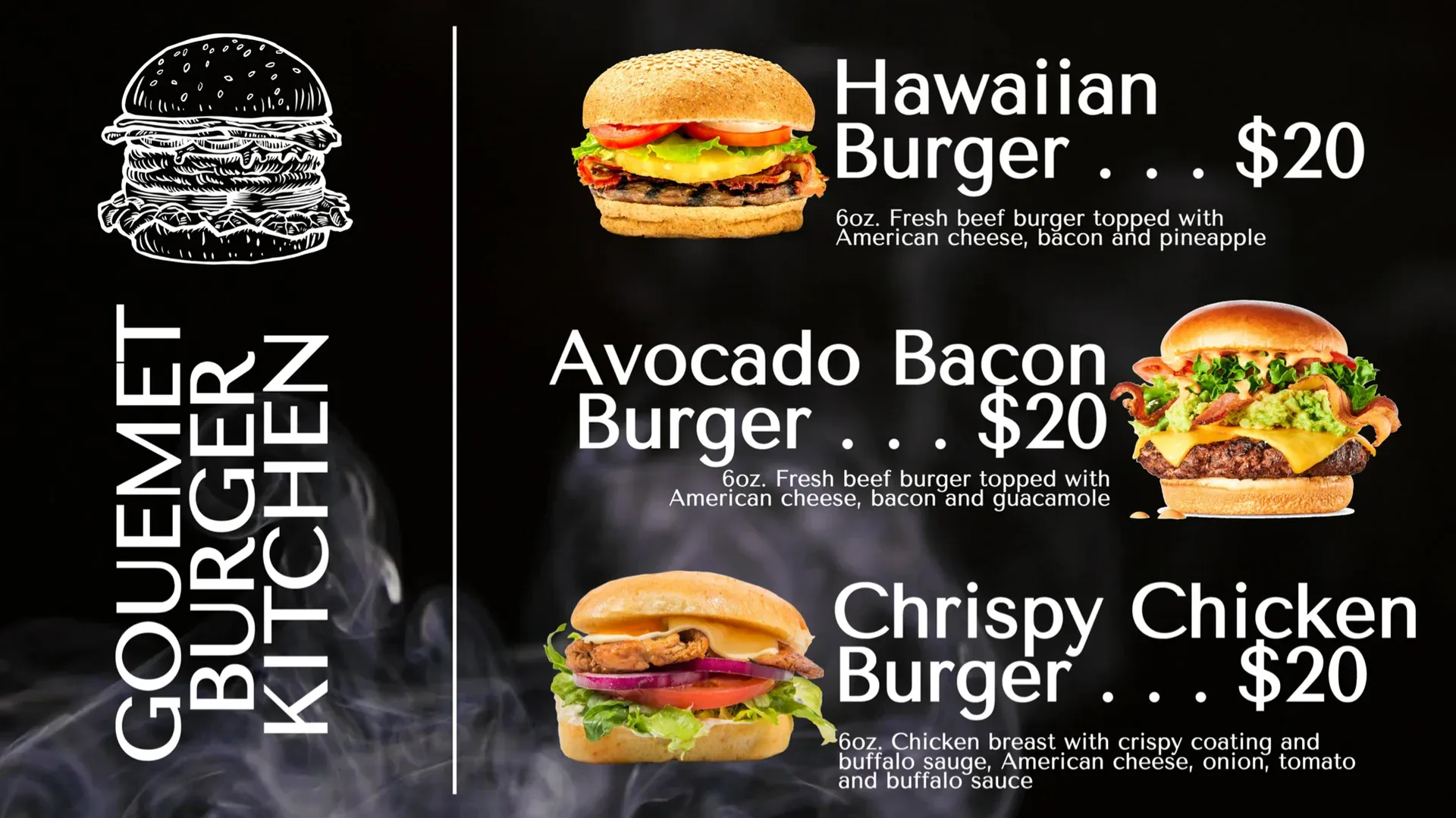 Gourmet-Burger: Digital-Signage-Vorlage für Gastronomie