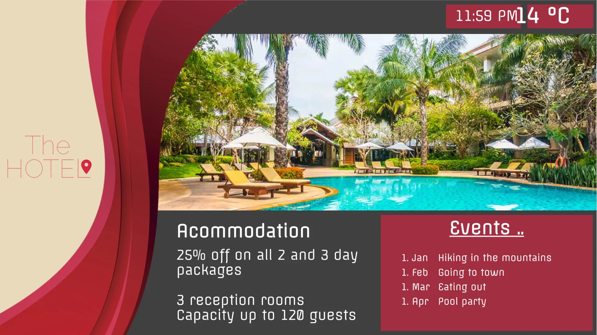 Hotel und Spa-Resort: Digital-Signage-Vorlage für Hotellerie