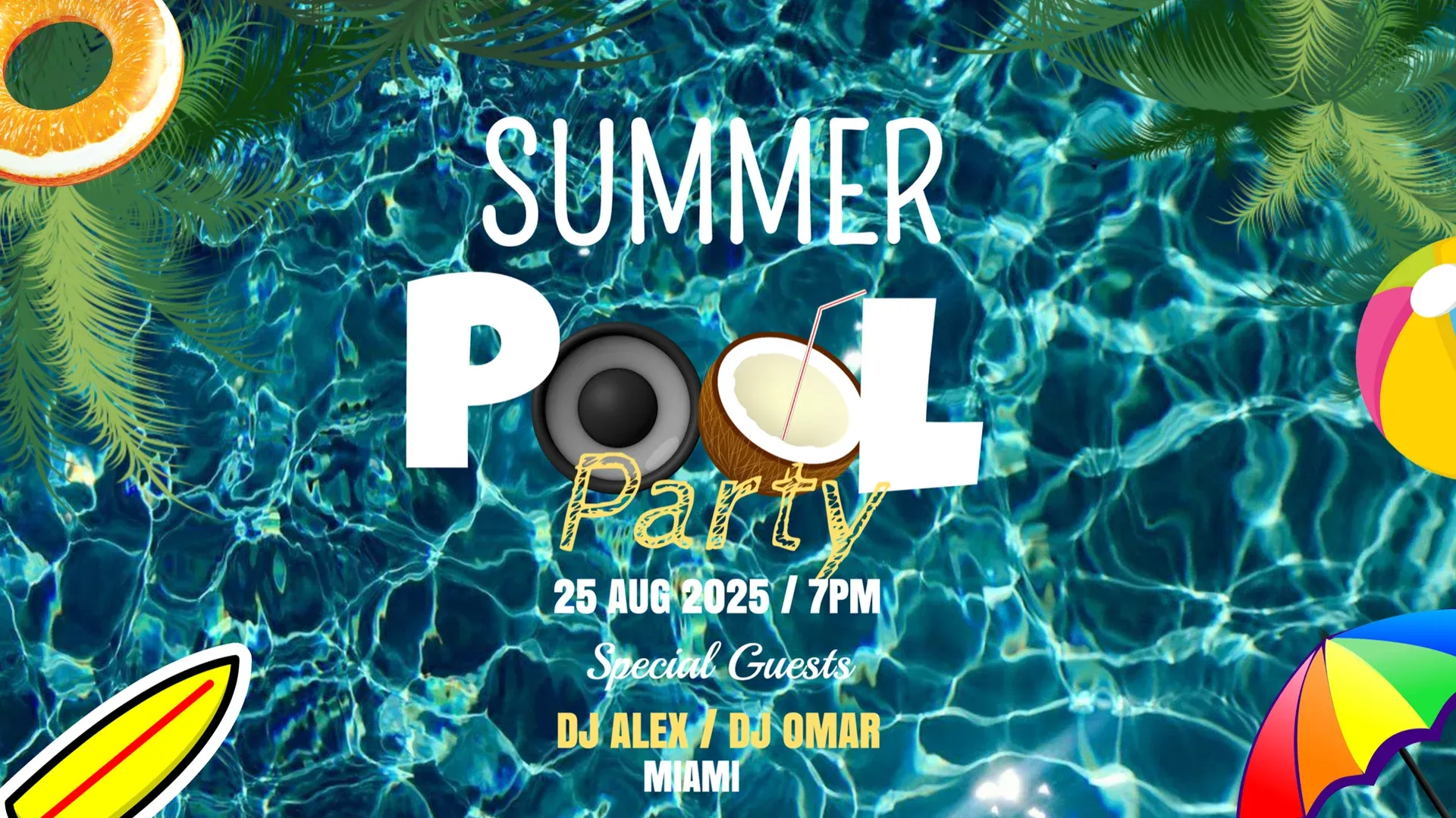 Poolparty: Digital-Signage-Vorlage für Unterhaltung