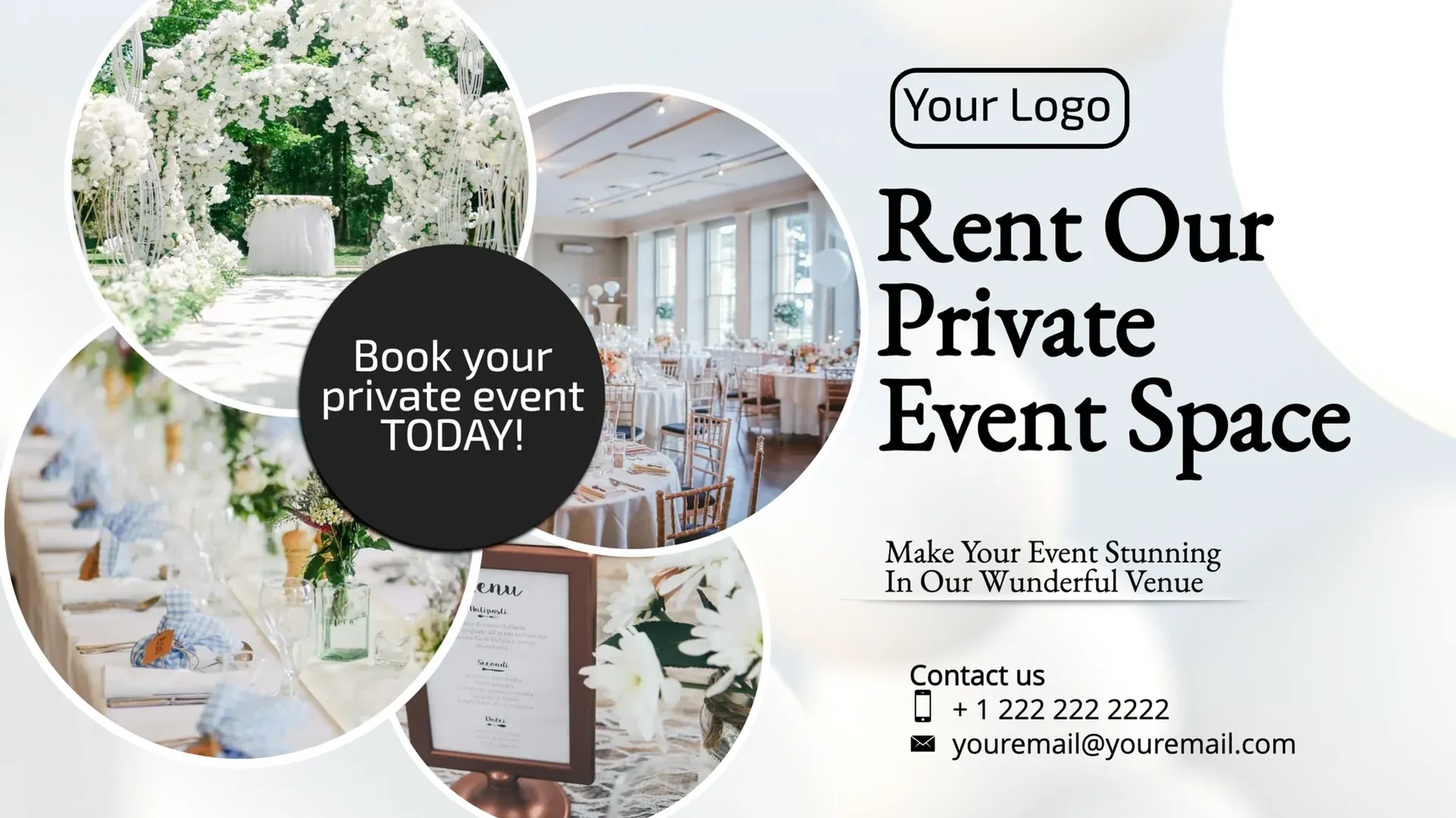 Eventlocation mieten: Digital-Signage-Vorlage für Events