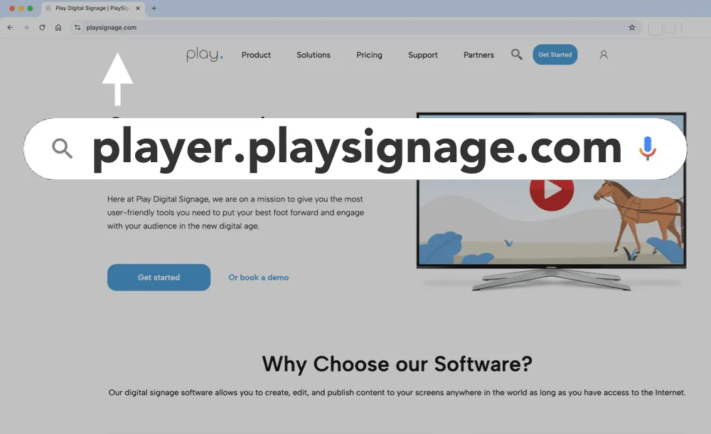 Der Play Digital Signage Web-Player (PWA) in einem Browser