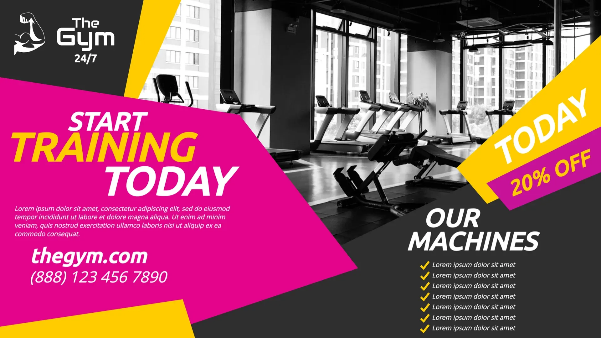 Das Fitnessstudio: Digital-Signage-Vorlage für Fitness