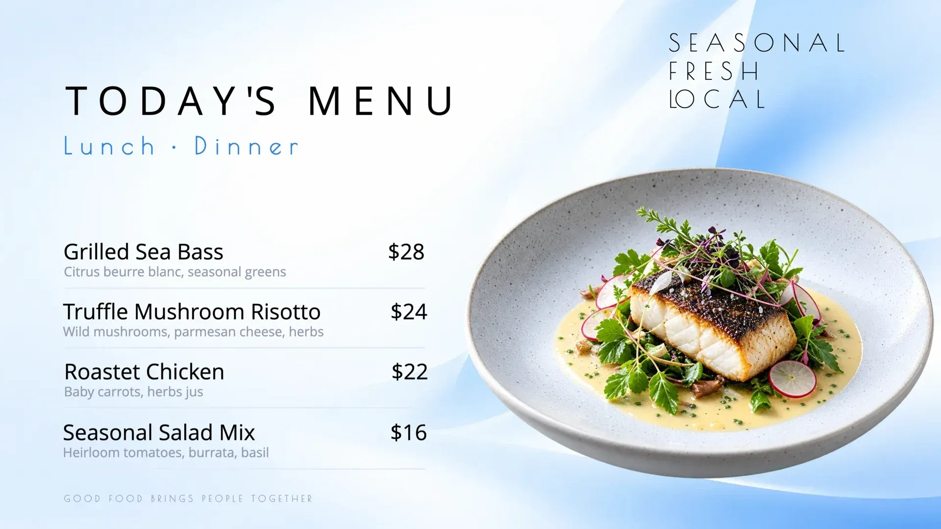 Speisekarte des Tages: Digital-Signage-Vorlage für Gastronomie