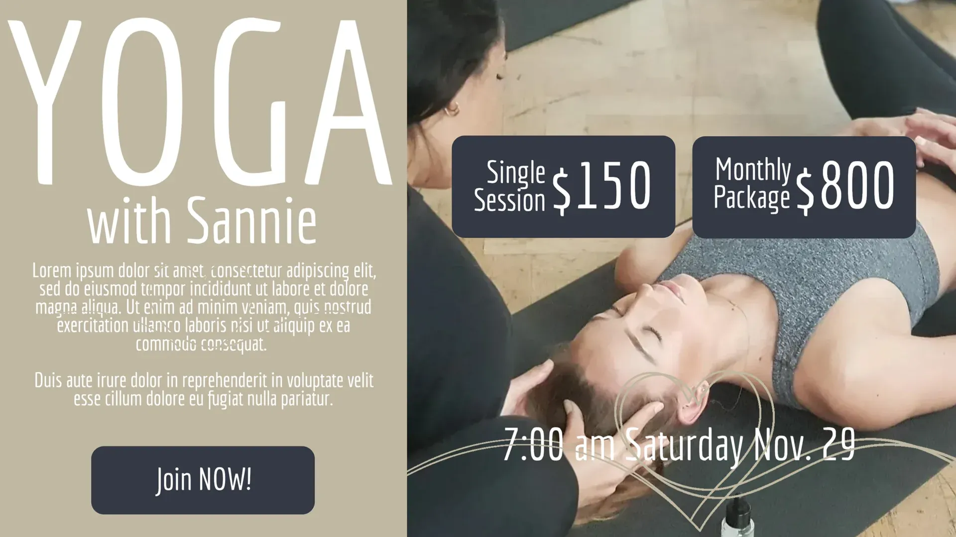 Yogastudio: Digital-Signage-Vorlage für Fitness